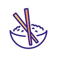 Essstäbchen und Reis in Schüssel Symbol Vektor Umriss Illustration