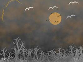 halloween dimma månen torr träd bakgrund, vektor illustration