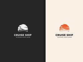 yacht och segelbåt symbol logotyp design på solnedgång bakgrund, kryssningsfartyg, katamaran vektor