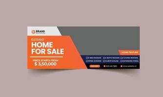 Immobilien-Timeline-Cover-Banner-Template-Design, Satz moderner abstrakter flacher Unternehmensimmobilien-Bauabdeckungen, Banner, Social-Media-Beiträge, Timeline-Cover, Web-Banner, Template-Design vektor