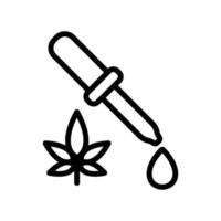 Cannabis-Tropfen, der von der Pipettensymbol-Vektorumrissillustration tropft vektor