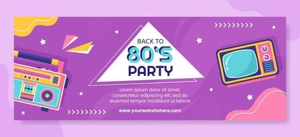 80er Jahre Party-Cover-Vorlage flache Cartoon-Hintergrund-Vektor-Illustration vektor