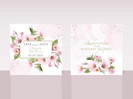 vackra körsbärsblommor bröllop inbjudningskort mall vektor