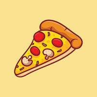 vektorillustration av läcker skiva pepperoni pizza med smält ost, handritad, tecknad, platt, söt vektor