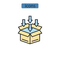 Paketsymbole symbolen Vektorelemente für das Infografik-Web vektor