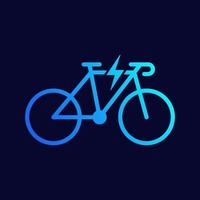 Laden Sie das Symbol für die Silhouette des Öko-Elektrofahrrads auf. Ökologie E-Bike Umwelt Transportsymbol. Fahrradladestation Glyphen-Piktogramm. Kraftwerk teilen. isolierte Vektorillustration. vektor