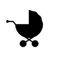 Kinderwagen schwarze Silhouette Symbol. Kinderwagen-Glyphen-Piktogramm. Kind geborener Kinderwagen Mutterschaft flaches Symbol. neugeborenenpflege-buggy-symbol. Babysitter-Trolley-Rad-Logo. isolierte Vektorillustration. vektor