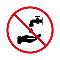 Verbotenes Trinken von nicht trinkbarem Wasser. Verwenden Sie kein rotes Stop-Kreis-Symbol. kein erlaubtes Zeichen für giftige Flüssigkeiten. Verbotenes nicht trinkbares Wasser schwarze Silhouette Symbol. isolierte Vektorillustration. vektor
