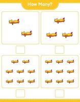 Zählspiel, wie viele Flugzeuge. pädagogisches kinderspiel, druckbares arbeitsblatt, vektorillustration vektor