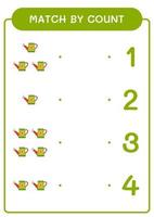 match efter antal vattenkanna, spel för barn. vektor illustration, utskrivbart kalkylblad