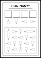 wie viele weihnachtslicht, spiel für kinder. Vektorillustration, druckbares Arbeitsblatt vektor