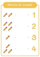 match efter antal penna, spel för barn. vektor illustration, utskrivbart kalkylblad