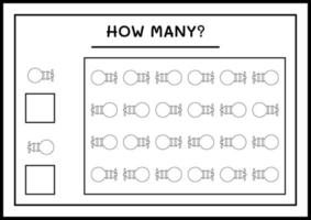 wie viele weihnachtslicht, spiel für kinder. Vektorillustration, druckbares Arbeitsblatt vektor