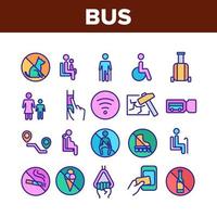 Busreisen verhindern Sammlung Icons Set Vektor