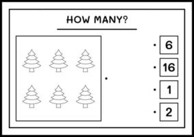 hur många julgran, spel för barn. vektor illustration, utskrivbart kalkylblad
