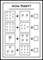 wie viele weihnachtslutscher, spiel für kinder. Vektorillustration, druckbares Arbeitsblatt vektor