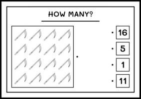 wie viele Sichel, Spiel für Kinder. Vektorillustration, druckbares Arbeitsblatt vektor