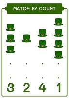 Spiel durch Anzahl von st. Patrick's Day Hut, Spiel für Kinder. Vektorillustration, druckbares Arbeitsblatt vektor