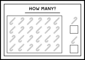 wie viele weihnachtslutscher, spiel für kinder. Vektorillustration, druckbares Arbeitsblatt vektor