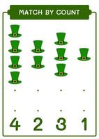 Spiel durch Anzahl von st. Patrick's Day Hut, Spiel für Kinder. Vektorillustration, druckbares Arbeitsblatt vektor