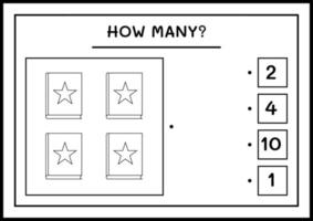 wie viele Bücher, Spiel für Kinder. Vektorillustration, druckbares Arbeitsblatt vektor