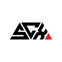 scx-Dreieck-Buchstaben-Logo-Design mit Dreiecksform. Scx-Dreieck-Logo-Design-Monogramm. scx-Dreieck-Vektor-Logo-Vorlage mit roter Farbe. scx dreieckiges Logo einfaches, elegantes und luxuriöses Logo. scx vektor
