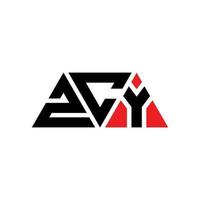 zcy triangel bokstavslogotypdesign med triangelform. zcy triangel logotyp design monogram. zcy triangel vektor logotyp mall med röd färg. zcy triangulär logotyp enkel, elegant och lyxig logotyp. zcy