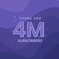 danke 4000000 Abonnenten 4 Millionen Abonnenten feiern. vektor