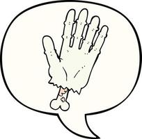 Cartoon-Zombie-Hand und Sprechblase vektor