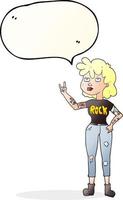 Sprechblase Cartoon-Rocker-Mädchen vektor