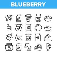 blåbär bär mat samling ikoner som vektor