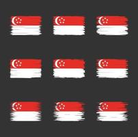 singapore flagga borste samling vektor