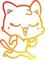 warme Gradientenlinie, die glückliche Cartoon-Katze zeichnet vektor