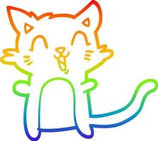 Regenbogen-Gradientenlinie Zeichnung Cartoon glückliche Katze vektor