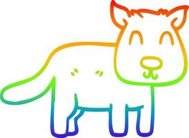 Regenbogen-Gradientenlinie Zeichnung Cartoon ruhiger Hund vektor