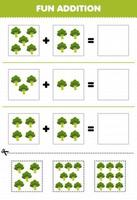Lernspiel für Kinder Spaßzusatz durch Schnitt- und Match-Cartoon-Gemüse-Brokkoli-Bilder-Arbeitsblatt vektor