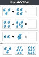 utbildning spel för barn roligt tillägg genom att klippa och matcha tecknade musikinstrument visselpipa bilder kalkylblad vektor
