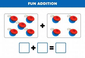 Bildungsspiel für Kinder Spaßzusatz durch Zählen des Arbeitsblatts Cartoon-Musikinstrument Kastagnettenbilder vektor