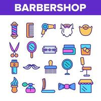 Barbershop Zubehör Vektor dünne Linie Symbole gesetzt