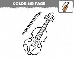 utbildning spel för barn målarbok tecknad musikinstrument fiol utskrivbart kalkylblad vektor