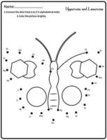 koppla prickarna barn pedagogiskt ritspel. .numbers aktivitet för barn och småbarn. med fjäril vektor