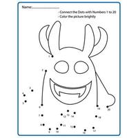 koppla ihop prickarna och rita en söt utomjordisk karaktär, prick till prick pedagogiskt spel för kids.preschool children utbildningsaktivitet. vektor