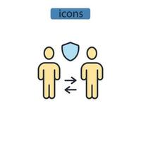 Symbole für soziale Distanzierung symbolisieren Vektorelemente für das Infografik-Web vektor