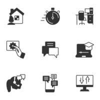 Arbeit von zu Hause aus Symbole gesetzt. Arbeit von zu Hause aus Packsymbol-Vektorelemente für Infografik-Web vektor