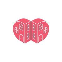 kärlek hjärta hem söt lägenhet design symbol vektor