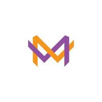 bokstaven m överlappande färgglada logotyp vektor