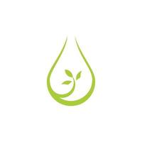 färskt löv vatten droppe enkel geometrisk design naturlig symbol logotyp vektor