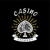 casino, spielkarten, wettlogodesign. Ace Spade Poker Card Logo einfaches Vektordesign vektor
