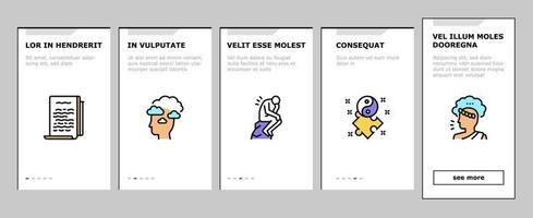 philosophie wissenschaft onboarding icons set vektor