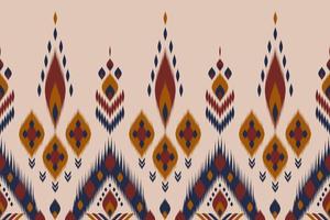 abstrakt etniska ikat mönster. randig sömlös i tribal. aztekisk stil. design för bakgrund, tapeter, vektorillustration, tyg, kläder, batik, matta, broderi. vektor